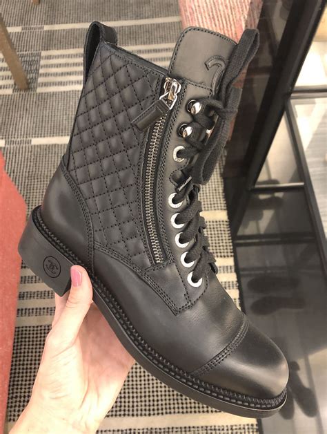 chanel winter ankle boots|Chanel quilted combat boots.